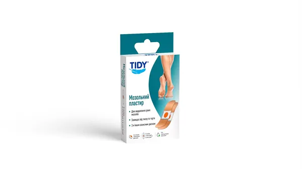 Пластир мозольний Tidy для видалення сухих мозолiв, 2 см х 6 см, 5 штук