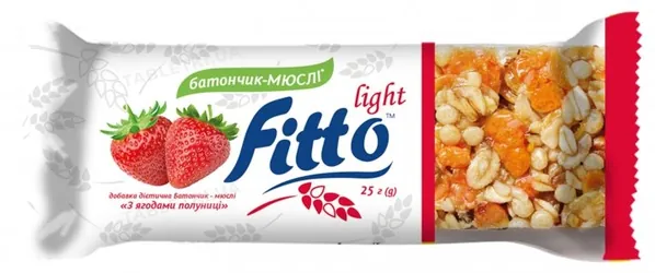 Батончик-мюслі Fitto light з ягодами полуниці, 25 г