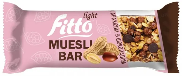 Батончик-мюслі Fitto light Muesli bar з арахісом та шоколадом, 25 г