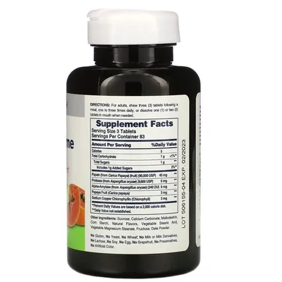 Ферменти папаї з хлорофілом American Health Papaya Enzyme with Chlorophyll, 250 жувальних таблеток