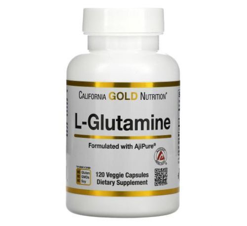 L-глютамін California Gold Nutrition L-Glutamine AjiPure, 120 рослинних капсул