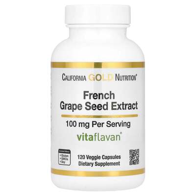 Экстракт косточек французского винограда California Gold Nutrition French Grape Seed Extract 100 мг, 120 капсул
