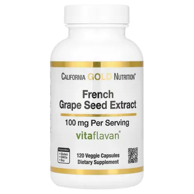 Екстракт кісточок французького винограду California Gold Nutrition French Grape Seed Extract 100 мг вег. капсули №120