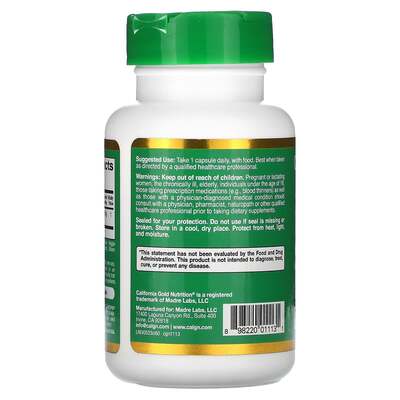 Экстракт листьев оливкового дерева California Gold Nutrition Olive Leaf Extract 500 мг, 60 растительных капсул