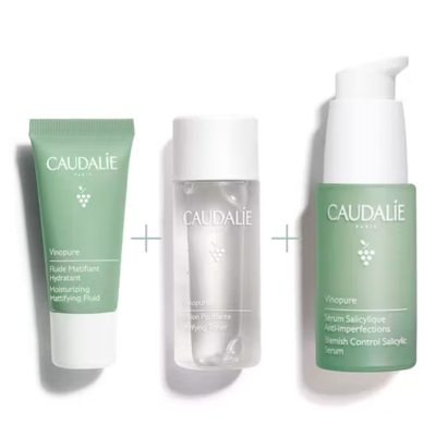 Набір Caudalie Vinopure Spring Set (Сироватка для обличчя 30мл, Очищувальний тонік для обличчя 50мл, Очищувальний гель для обличчя 30мл)