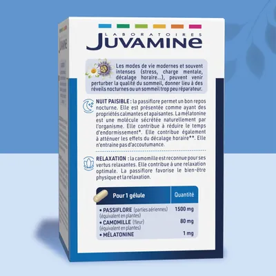 Мелатонін + пасифлора + ромашка Juvamine Expert Sommeil rеparateur з підсолоджувачем капсули №60