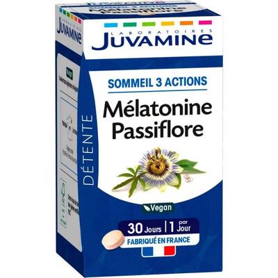 Диетическая добавка Juvamine 3 действия для сна Мелатонин + пассифлора таблетки №30