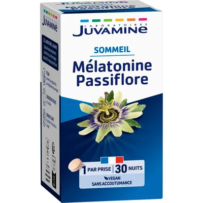 Дієтична добавка Juvamine 3 дії для сну Мелатонін + пасифлора таблетки №30