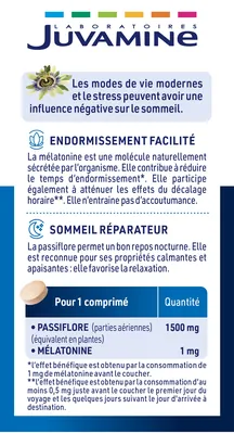 Мелатонін + пасифлора Juvamine Melatonine + Passiflore таблетки №30
