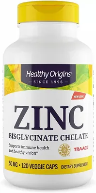 Цинк бісгліцинат Healthy Origins Zinc Bisglycinate Chelate 50 мг, 120 вегетаріанських капсул
