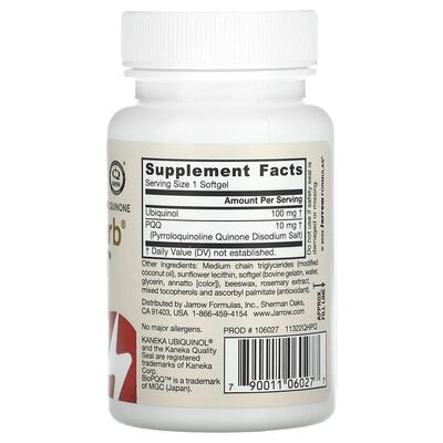 Убіхінол та пірролохінолінхінон Jarrow Formulas Ubiquinol QH + PQQ Absorb, 30 капсул
