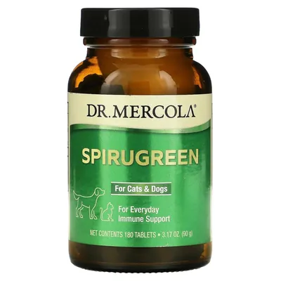 Добавка для імунітету для котів та собак Dr. Mercola SpiruGreen, 180 таблеток