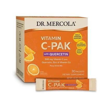 Витамин С Цинк и Витамин Д3 Dr. Mercola Vitamin C-PAK with Quercetin апельсин, 30 пакетов