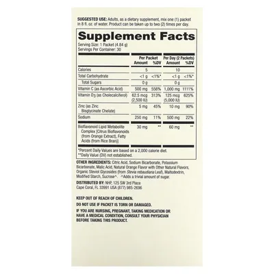 Вітамін С Цинк та Вітамін Д3 Dr. Mercola Vitamin C-PAK with Quercetin апельсин, 30 пакетів