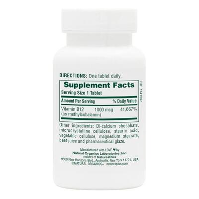 Витамин B12 Nature's Plus Vitamin B12 1000 мкг, 90 таблеток