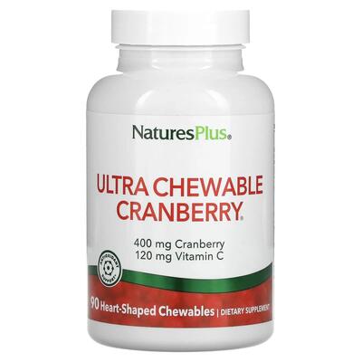 Клюква с витамином C Nature's Plus Ultra Chewable Cranberry With Vitamin C клюква-клубника, 90 жевательных таблеток