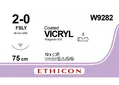 Шовний матеріал хірургічний Vicryl Coated 2-0, що розсмоктується, довжина 75 см, голка зворотньо-ріжуча 45 мм, 3/8 кола, W9282