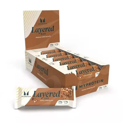 Батончик протеїновий MyProtein Layered потрійний шоколад, 12 штук по 60 г