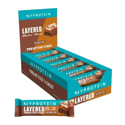Батончик протеїновий MyProtein Layered потрійний шоколад, 12 штук по 60 г