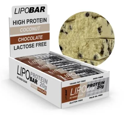 Батончик протеїновий Lipobar Protein Bar шоколад - кокос, 20 штук по 50 г