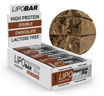 Батончик протеїновий Lipobar Protein Bar подвійний шоколад, 20 штук по 50 г