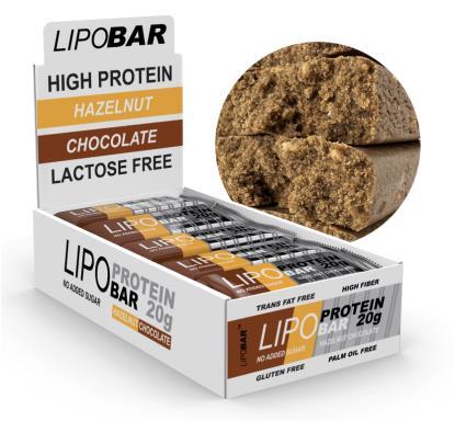 Батончик протеиновый Lipobar фундук шоколад, 20 штук по 50 г