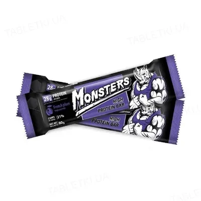 Батончик протеїновий Monsters High Protein Bar з чорносливом, 20 штук по 80 г