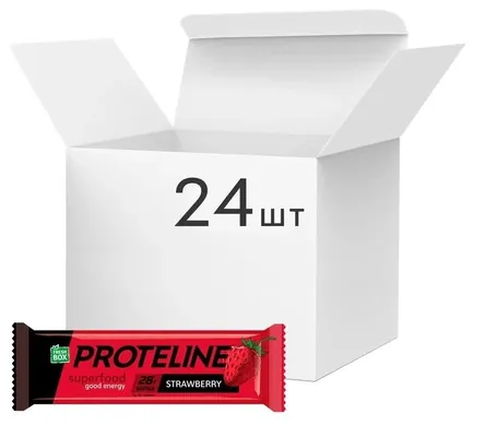 Батончик протеїновий ProteLine Fresh Box зі смаком полуниці, 24 штуки ...