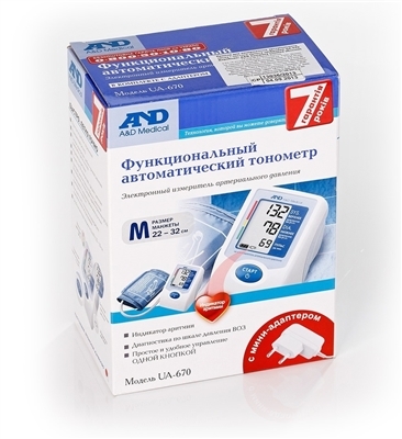 Тонометр AND UA-670 автоматический с сетевым адаптером