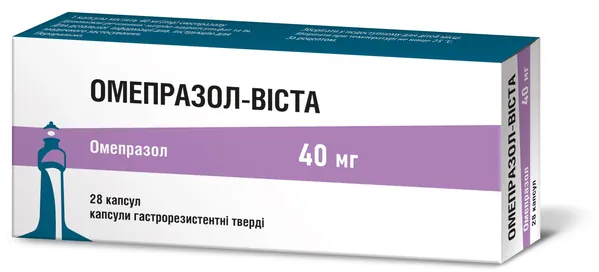 Омепразол-Віста капсули гастрорезист. тв. по 40 мг №28 (14х2)
