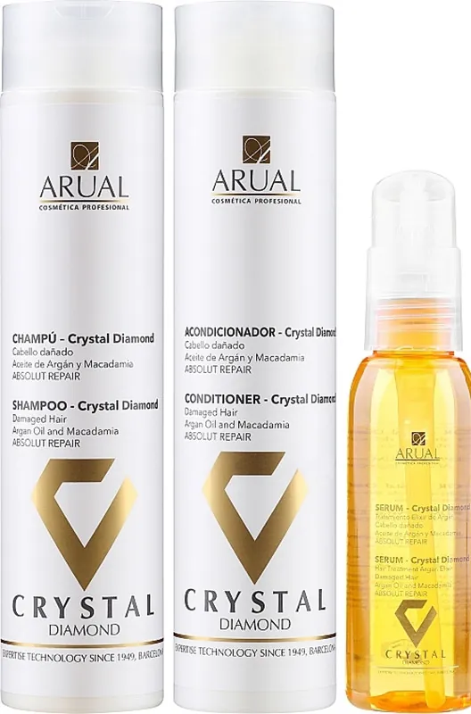 Набір для відновлення волосся Arual Crystal Diamond (шампунь 250 мл + кондиціонер 250 мл + сироватка 100 мл)