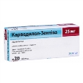 Карведилол Зентива таблетки по 25 мг №30 (10х3)