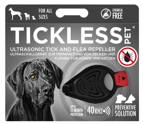Ультразвуковой отпугиватель клещей и блох Tickless Pet черный