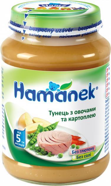 Пюре рыбно-овощное Hame Hamanek Тунец с овощами и картофелем, 190 г