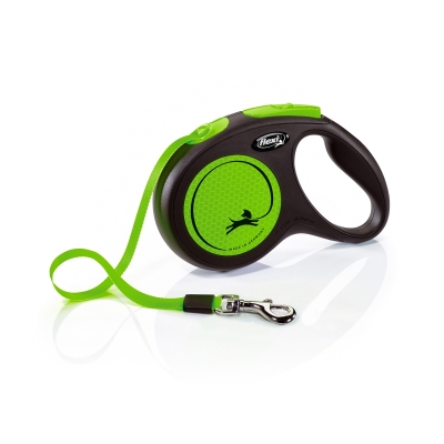 Поводок-рулетка Flexi New Neon M лента 5м/25кг зеленый 31902