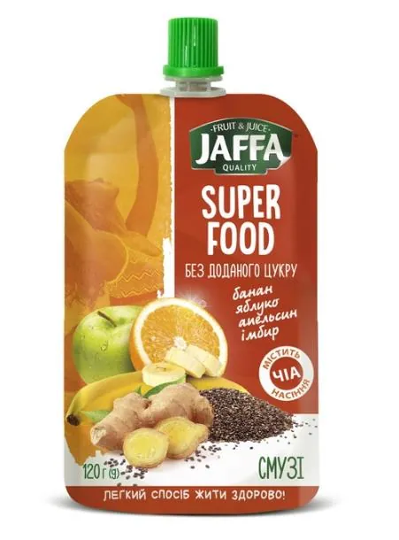 Смузі фруктове Jaffa банан, яблуко, апельсин та імбир, 120 г