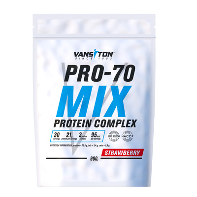 Протеїн Vansiton Mega Protein Pro-70 (Мега протеїн Про-70), полуниця, 900 г