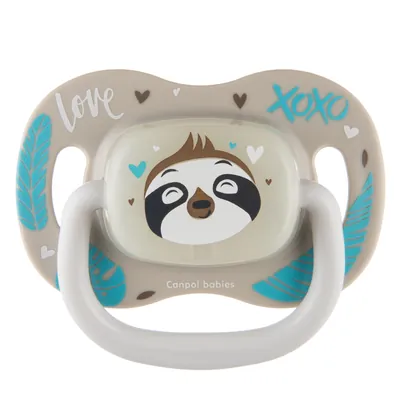 Пустушка силіконова Canpol Babies Exotic Animals кругла лінивець 34/933_leni, 0-6 місяців, 1 шт