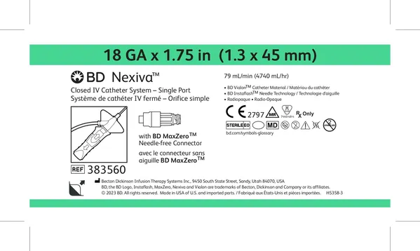 Катетер внутрішньовенний BD Nexiva закритого типу з роз'ємом MaxZero 18 G 1.75IN 1.3 x 45 мм