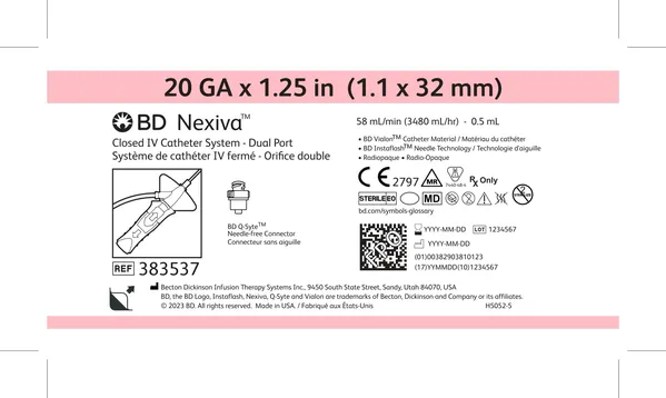 Катетер внутрішньовенний BD Nexiva закритого типу +2 Q-Syte 20 G 1.25IN 1.2 x 32 мм