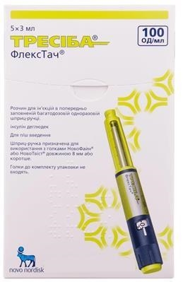Тресиба флекстач раствор д/ин. 100 ЕД/мл по 3 мл №1 в картр., в многодоз. шпр.-руч.