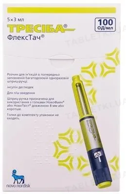 Тресіба флекстач розчин д/ін. 100 ОД/мл по 3 мл №1 у картр., у багатодоз. шпр.-руч.