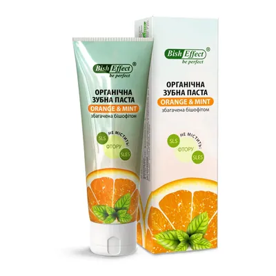 Зубна паста Bisheffect Orange & Mint органічна збагачена бішофітом, 75 мл