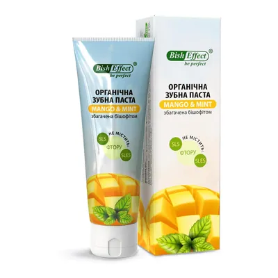 Зубна паста Bisheffect Mango & Mint органічна збагачена бішофітом, 75 мл