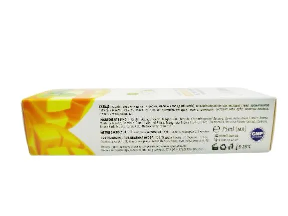 Зубна паста Bisheffect Mango & Mint органічна збагачена бішофітом, 75 мл