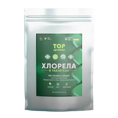 Хлорела озера Ченхай TOP Spirulina в таблетках, 1000 шт. (250 г)
