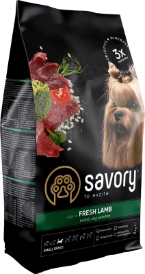 Корм сухой для собак малых пород Savory 30327 со свежим мясом ягненка, 3 кг