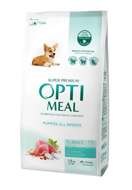 Корм сухий для цуценят всіх порід Optimeal зі смаком індички, 1,5 кг