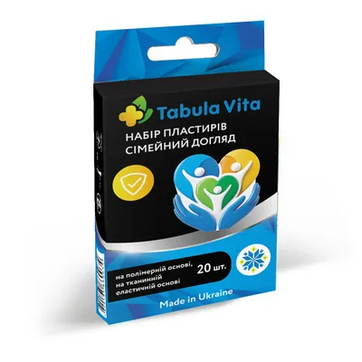 Набір пластирів Tabula Vita Сімейний догляд бактерицидних на різних основах, 20 штук