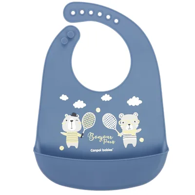 Слинявчик Canpol babies Bonjour Paris силіконовий з кишенькою, 74/027_blu, синій